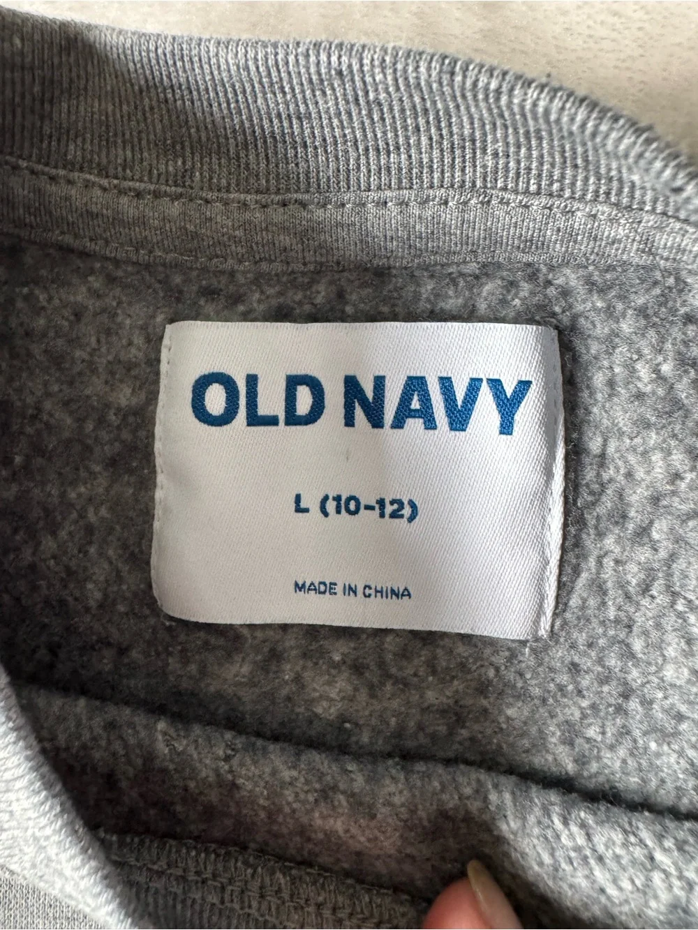 Old Navy Gray Sweatshirt with Blue Logo Tag